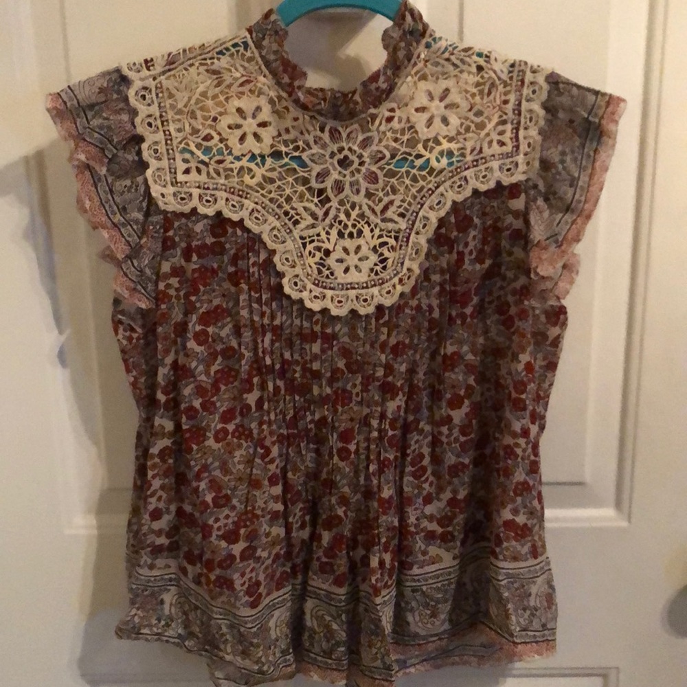 Anthropologie Capped Sleeve A line Blouse